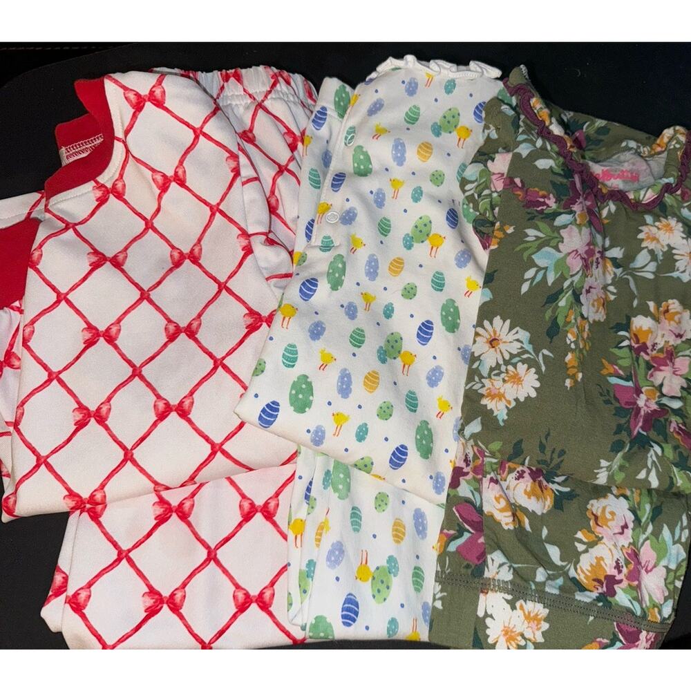 Lot Of Three Ruffle Butts Proper Peony Cecil Lou Pajamas Size 5 6 Girls